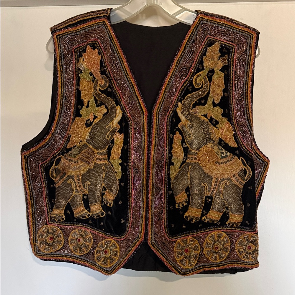 Vintage Embroidered Elephant Vest